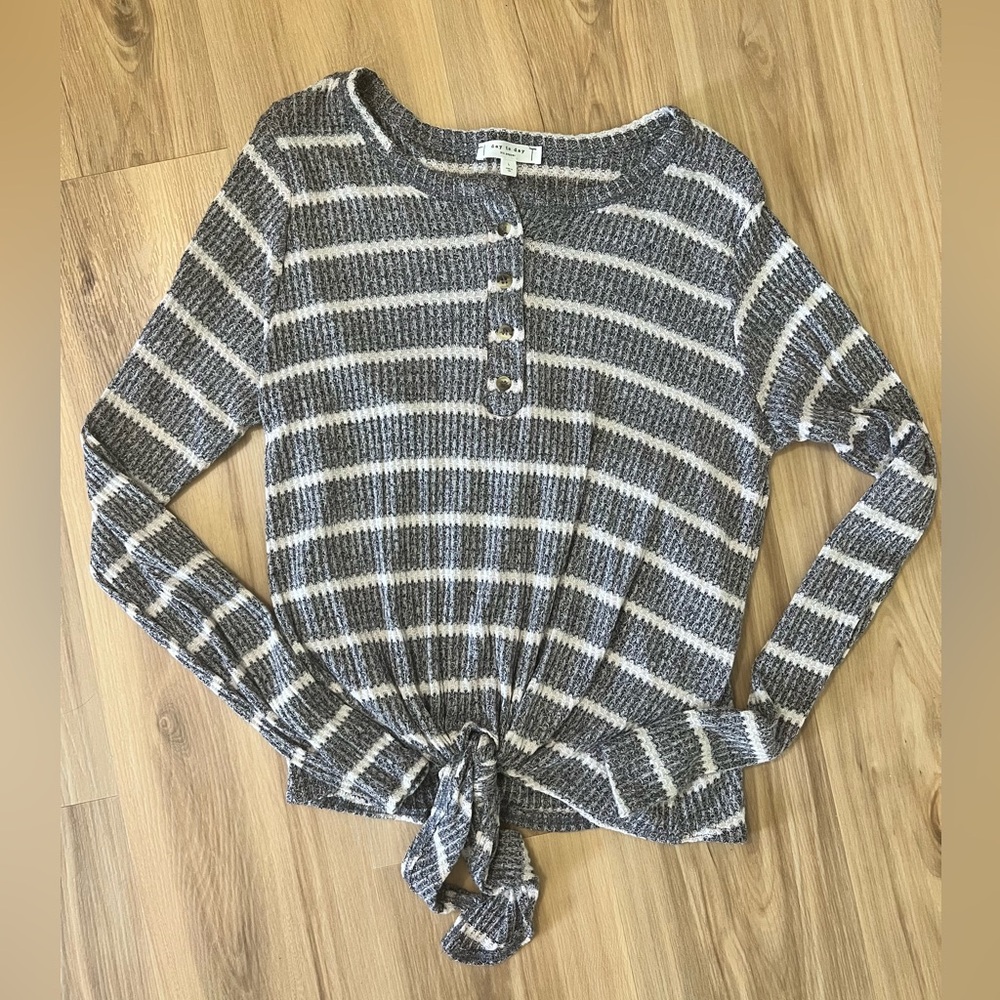 Striped gray and white shirt